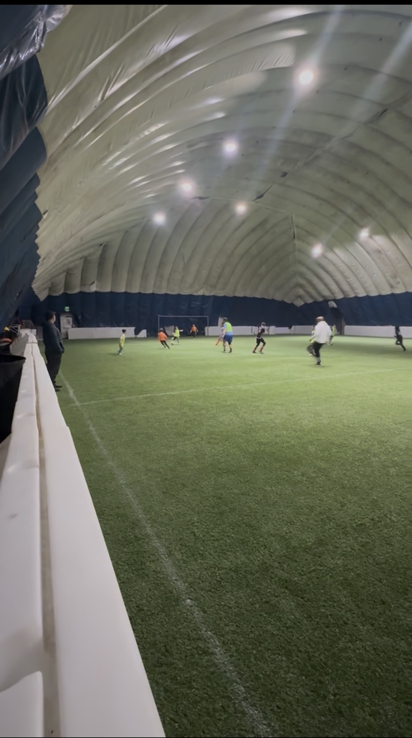 Operational indoor soccer turf inside the Farmingdale air-supported dome